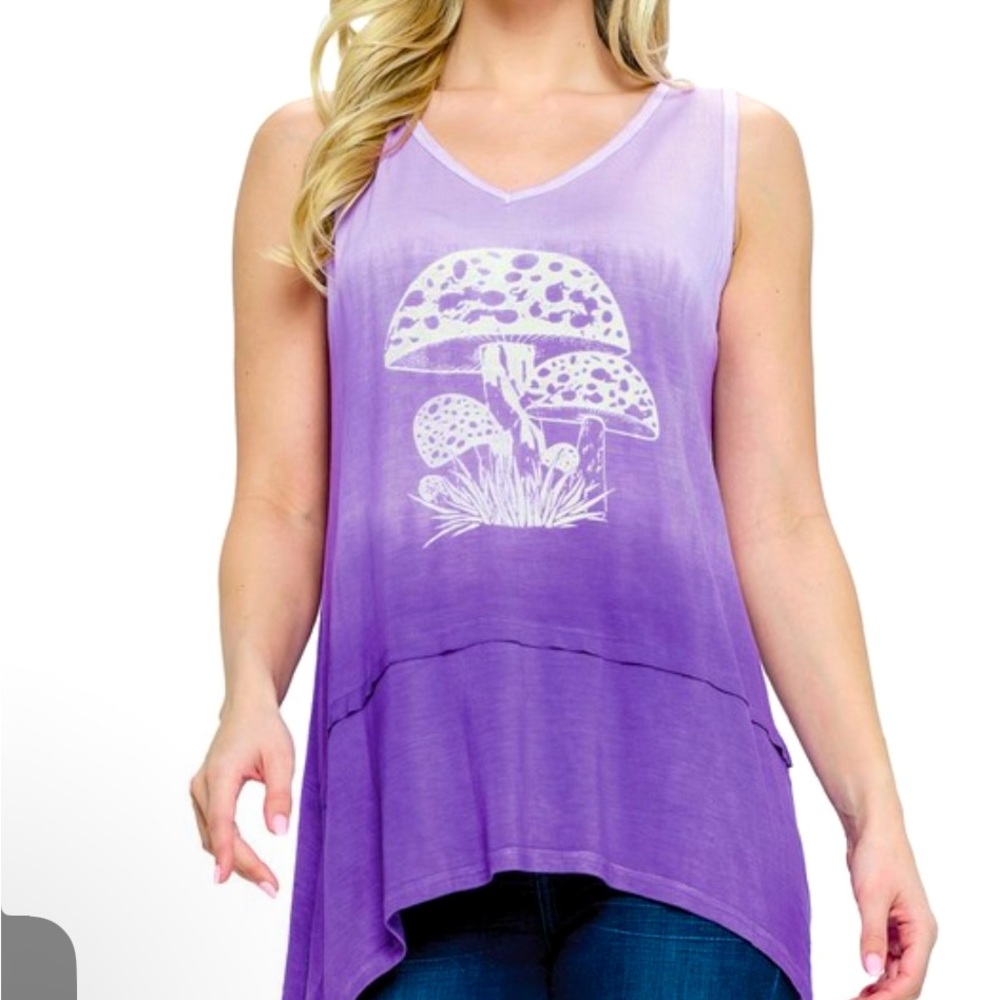 Yak & Yeti Boutique / Ombré Mushroom Tank Top / Boho Tie Dye Summer Tee